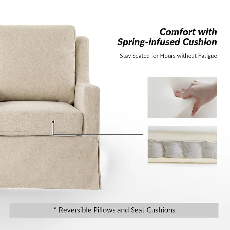 Stan Farmhouse Slipcover Rocking Swivel Chair by