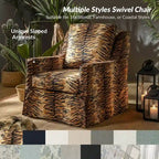 Stan Farmhouse Slipcover Rocking Swivel Chair by
