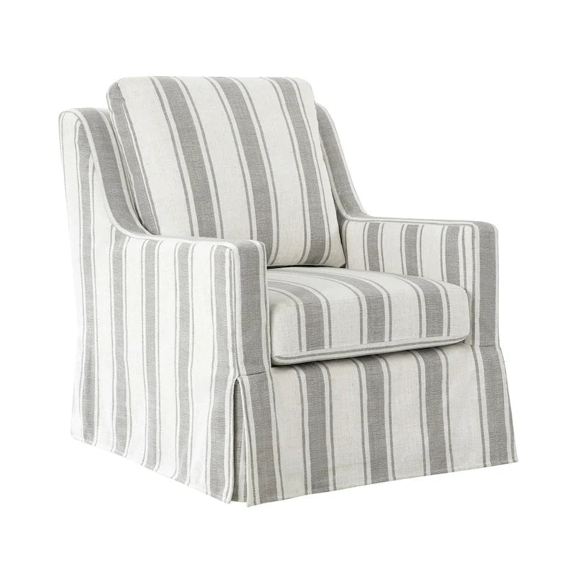Stan Farmhouse Slipcover Rocking Swivel Chair by