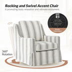 Stan Farmhouse Slipcover Rocking Swivel Chair by