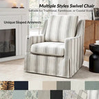 Stan Farmhouse Slipcover Rocking Swivel Chair by