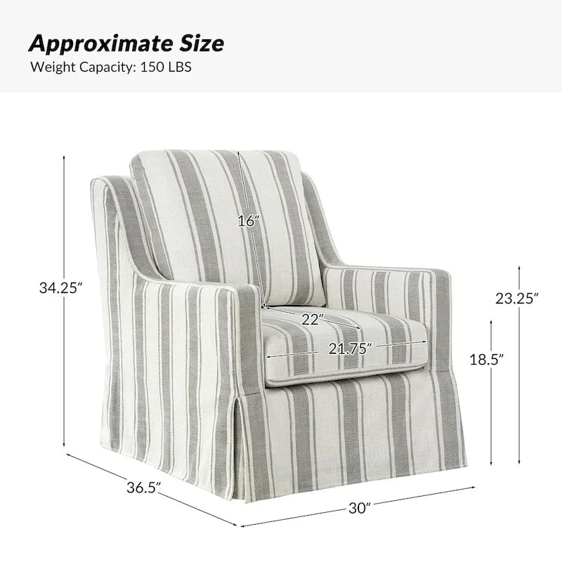 Stan Farmhouse Slipcover Rocking Swivel Chair by