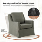 Stan Farmhouse Slipcover Rocking Swivel Chair by
