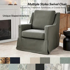 Stan Farmhouse Slipcover Rocking Swivel Chair by