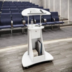 White Sit-to-Stand Adjustable Rolling Laptop Cart with Storage