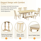 6-Piece 78 Trestle Extendable Dining Table Set w/Dining Chairs &Bench