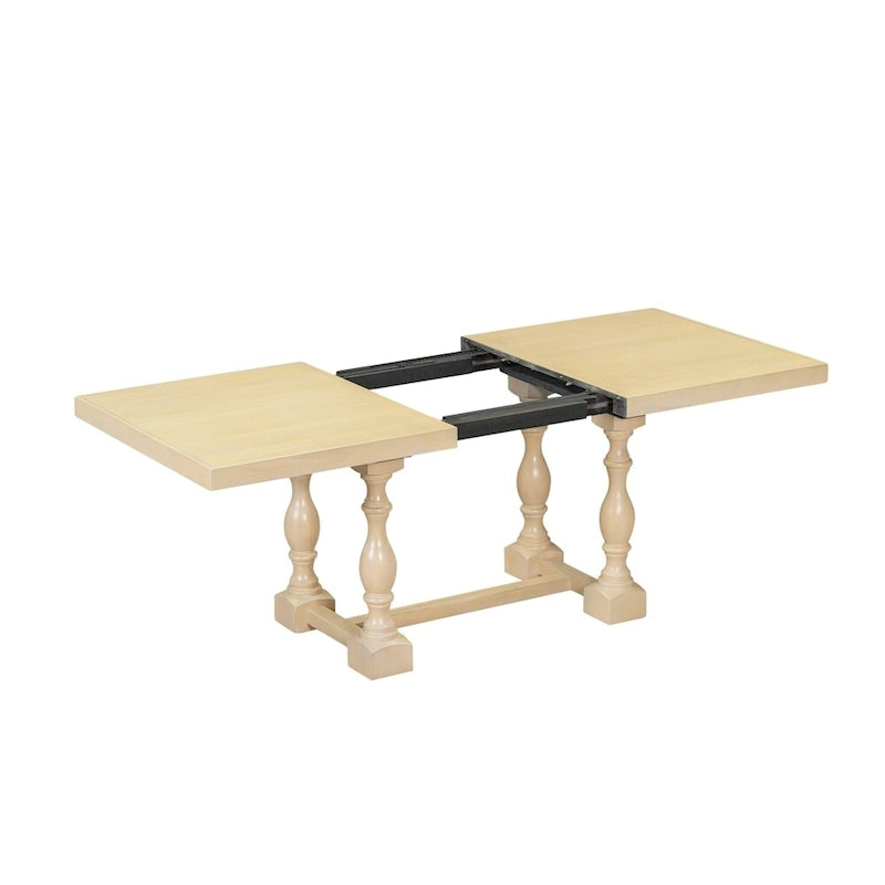 6-Piece 78 Trestle Extendable Dining Table Set w/Dining Chairs &Bench