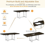 6-Piece 78 Trestle Extendable Dining Table Set w/Dining Chairs &Bench