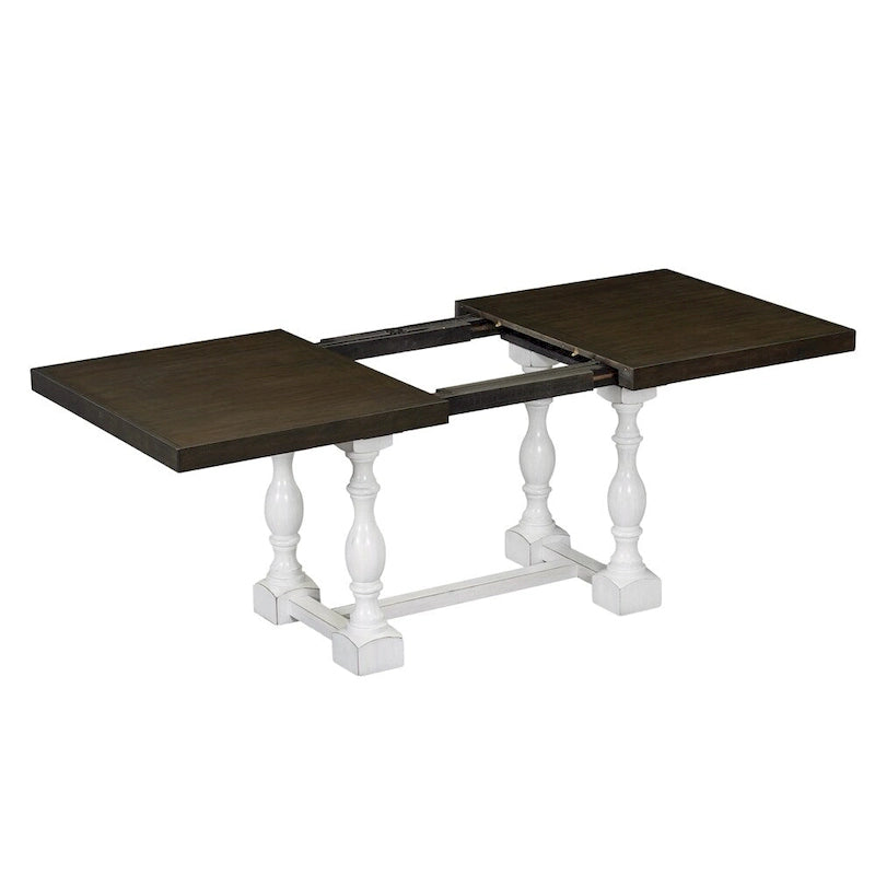 6-Piece 78 Trestle Extendable Dining Table Set w/Dining Chairs &Bench