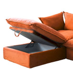 U Shape Couch Sectional for Living Room, Velvet Convertible Sectional Sofa With Ottomans