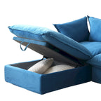 U Shape Couch Sectional for Living Room, Velvet Convertible Sectional Sofa With Ottomans
