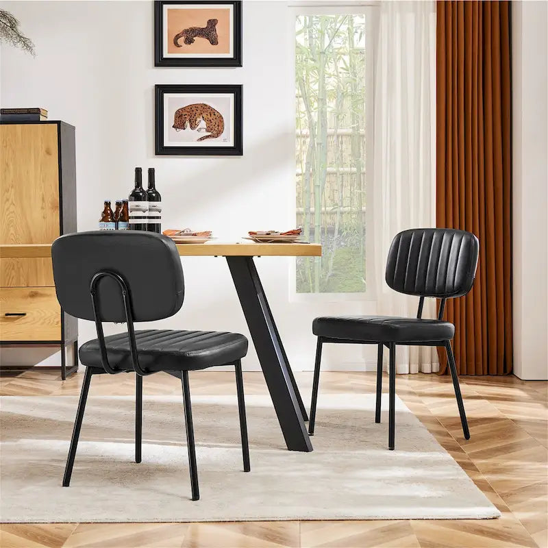 Upholstered Mid Century Modern Kitchen Dining Room Chairs Set of 2