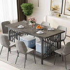 Moasis 70-Inch Large Kitchen Dining Table for 6-8 People, Farmhouse Industrial Kitchen Table with Storage Shelf