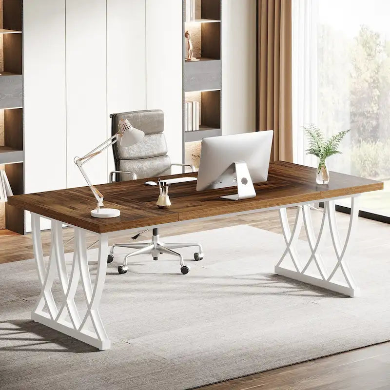 71 Wood Metal Home Office Executive Computer Desk Writing Table