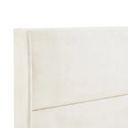 Beige Velvet Wingback Platform Bed, King, No Box Spring Need, Easy to Assemble