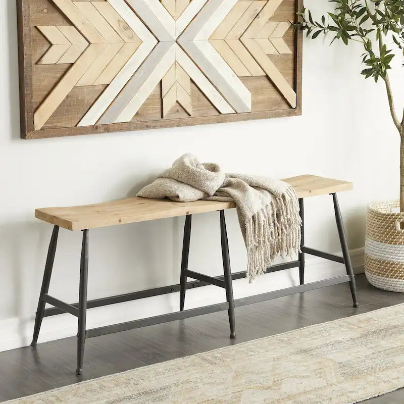 Metal Slim Home Bench - Brown - Roche River Decor