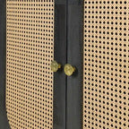 Rattan Doors and Metal Handles Sideboard with Large Storage Space
