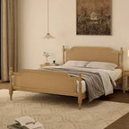 Traditional Style Rattan Platform Bed Frame No Box Spring Needed