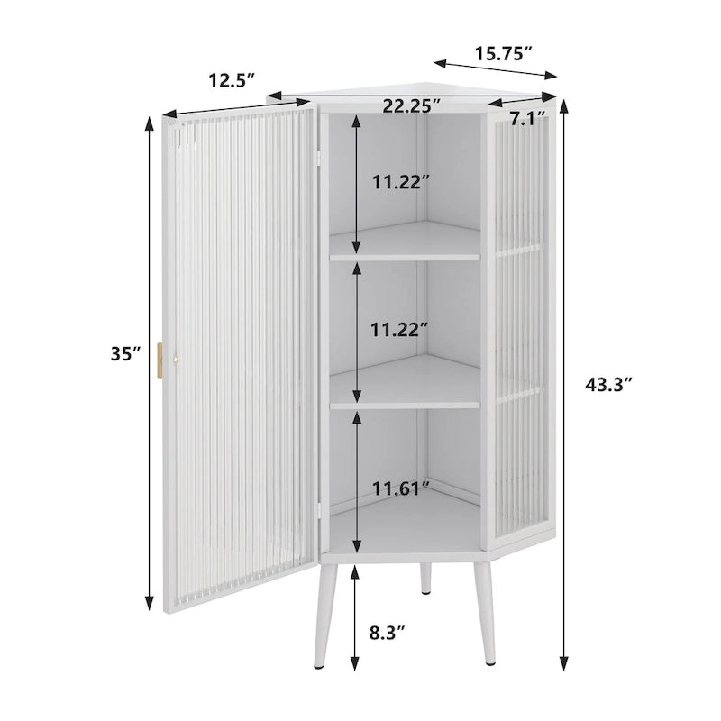 3-Tiers Coner Cabinet With Glass Door