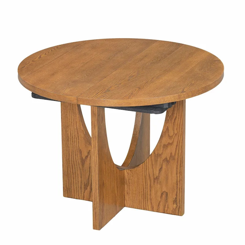 Modern 5-Piece Round Dining Set with 16.2 Removable Leaf