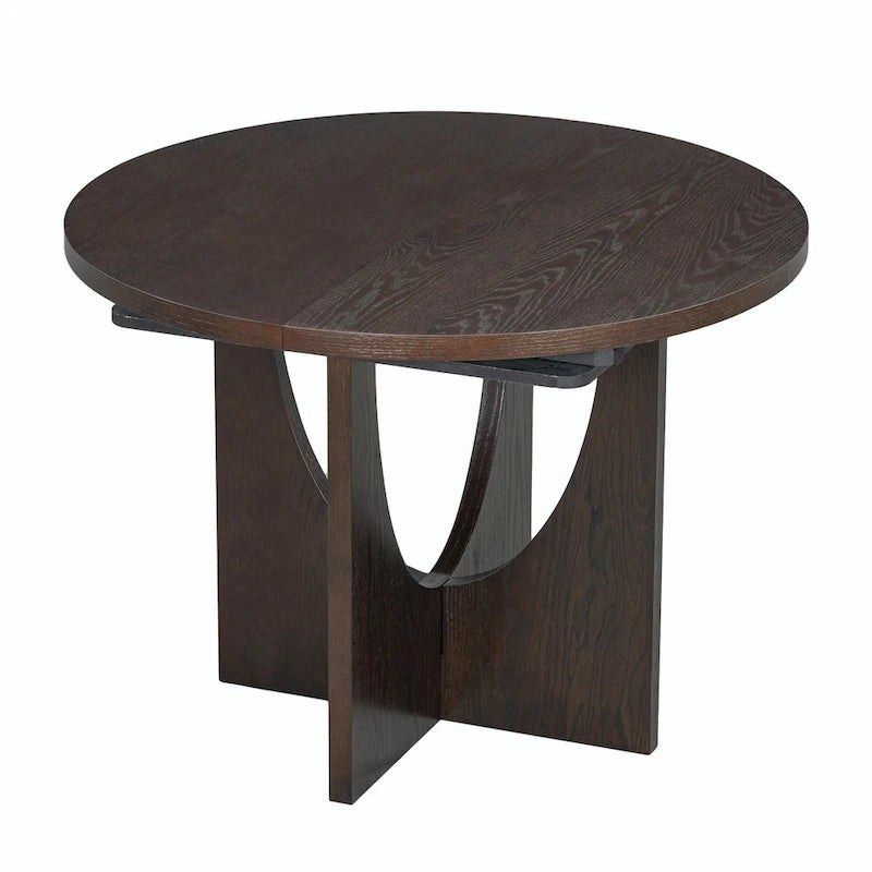 Modern 5-Piece Round Dining Set with 16.2 Removable Leaf