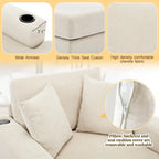 43.5 Chenille Fabric Chaise Lounger Sofa Couch with Pillows, Charge Station & Cup Holders