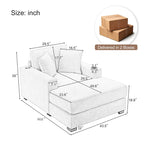 43.5 Chenille Fabric Chaise Lounger Sofa Couch with Pillows, Charge Station & Cup Holders