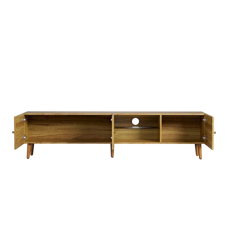 70 Inch Mid Century Modern TV Stand, TV Stand with Storage, Entertainment Center for Living Room Bedroom, TV Media Console