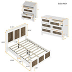 4-Pieces Bedroom Sets, Queen Size Farmhouse Platform Bed with Wooden Strip Decoration, Storage Nightstand and Dresser