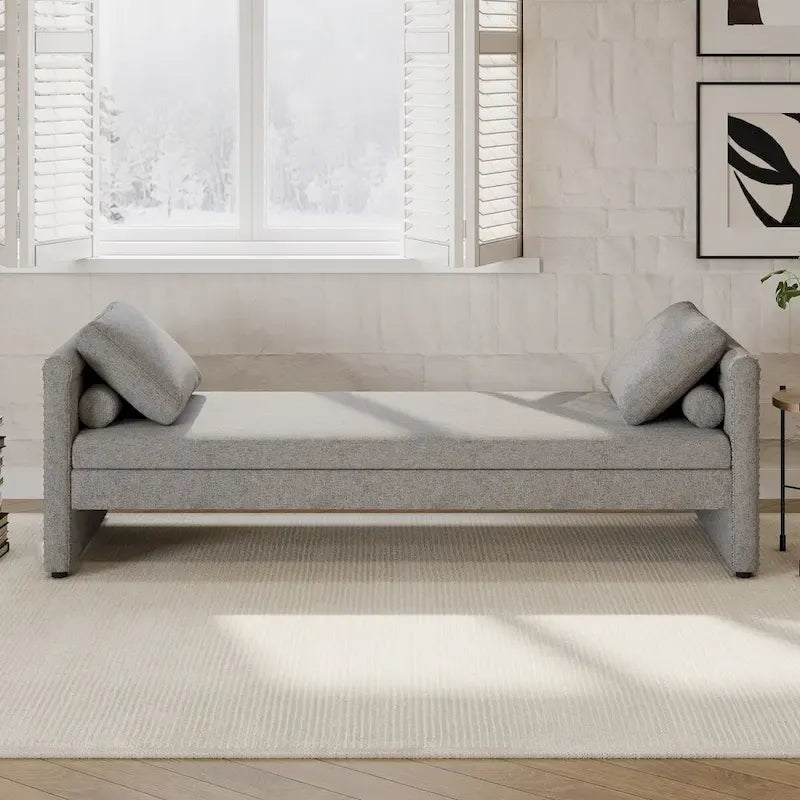 Modern Upholstered Chaise Lounger Daybed with Pillows Small Single Daybed