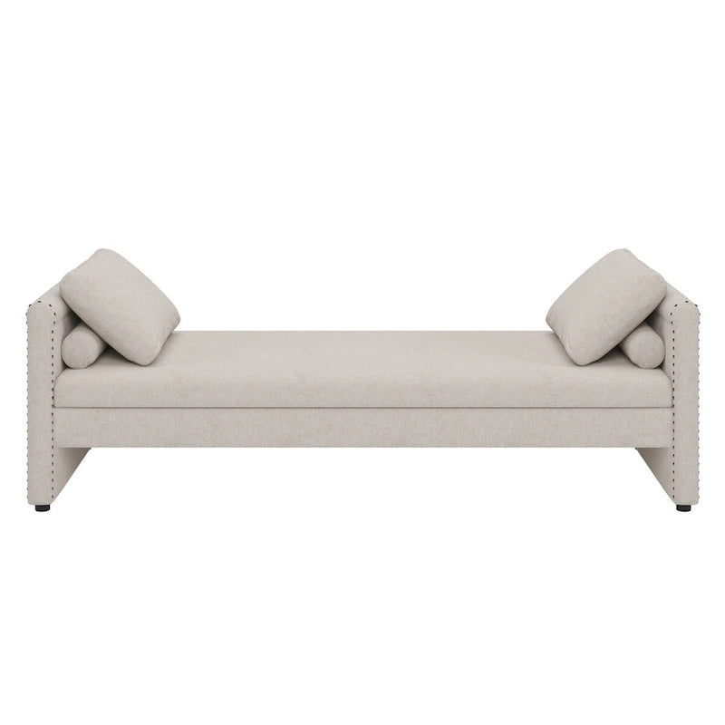 Modern Upholstered Chaise Lounger Daybed with Pillows Small Single Daybed