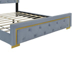 Queen Size Upholstered Platform Bed With Pull Point Headboard