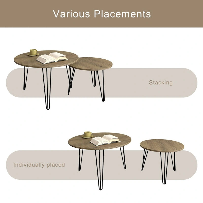 27.56 Round Nesting Coffee Table Set of 2