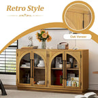 60 Farmhouse 4-Door Large Storage Vintage Sideboard with Metal Handles and Adjustable Shelves