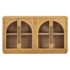 60 Farmhouse 4-Door Large Storage Vintage Sideboard with Metal Handles and Adjustable Shelves