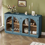 60 Farmhouse 4-Door Large Storage Vintage Sideboard with Metal Handles and Adjustable Shelves