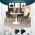LeisureMod Bristol 40 Round Dining Table for 4 with MDF Wood Tabletop in White Steel Base for Kitchen & Dining Room
