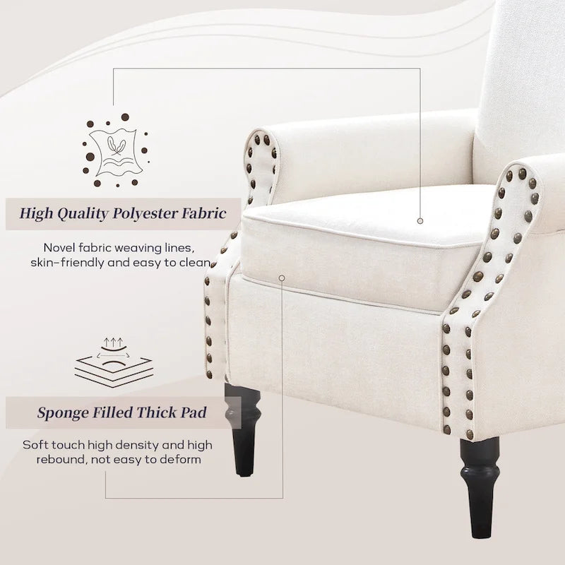 Classic Upholstered Accent Chair Set of 2