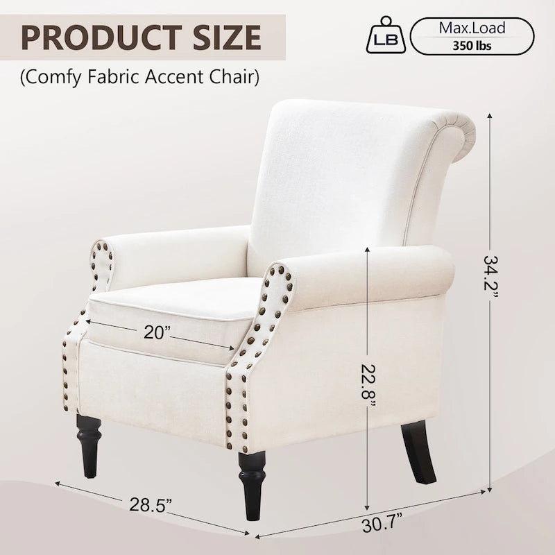 Classic Upholstered Accent Chair Set of 2