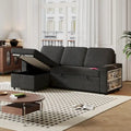 Oaks Aura 85.8 Inch Pull Out Sleeper Sofa, L-shaped Couch With USB Port, Convertible Sofa Bed With Storage Racks