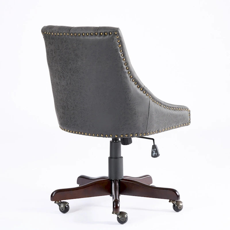 Medieval Retro Style Sheepskin Pattern Fabric Home Office Chair with Lift,Swivel and Recline Functions
