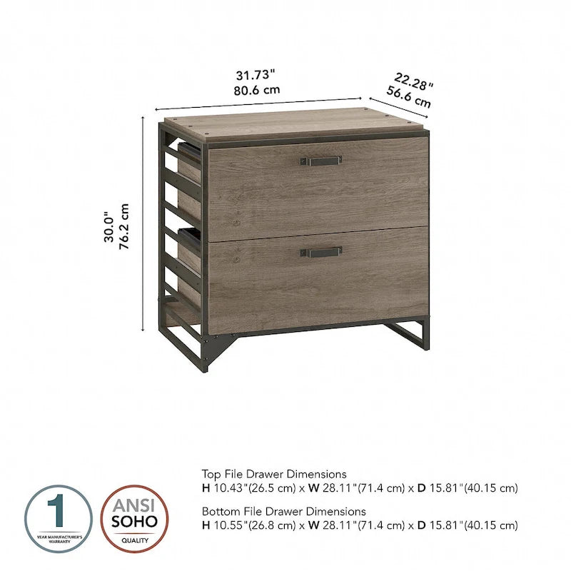 Lateral File Cabinet in Rustic Grey